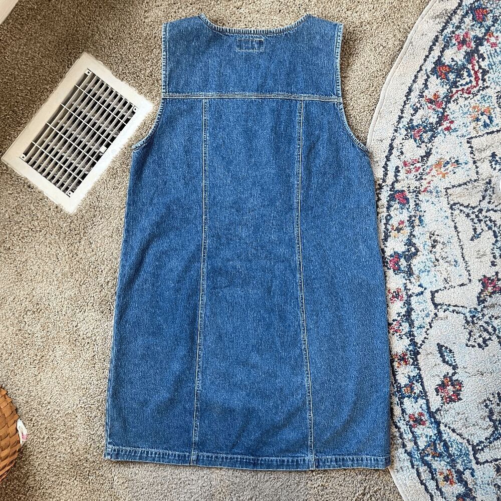 VTG 90s Bill Blass Denim Jumper Dress Pinafore Minimalist Shift L - Picture 7 of 11